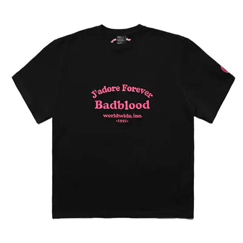 Fashion BADBLOOD Top Classic Letter Embroidery Loose Oversize Round Neck Short Sleeve T-shirt for Men and Women