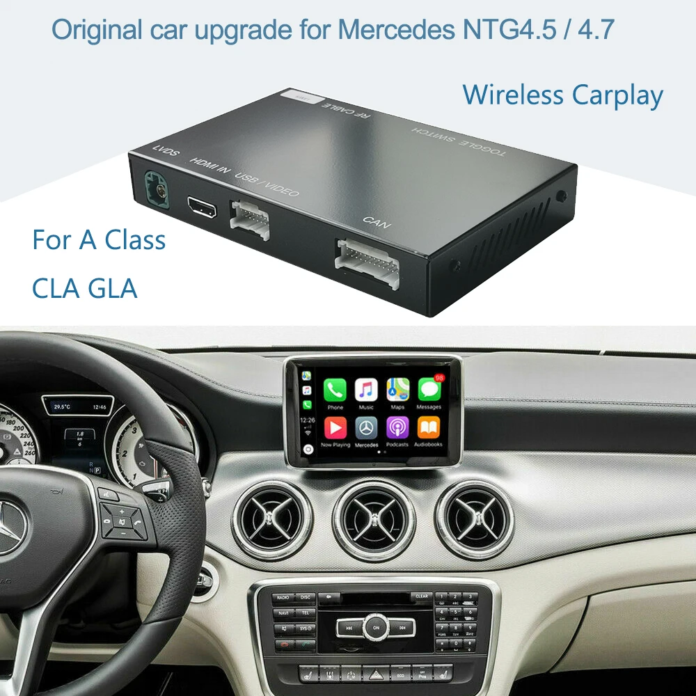 

Беспроводной CarPlay для Mercedes Benz A Class W176 CLA C117 X117 GLA NTG 4,5 4,7 с Android Авто Mirror Link AirPlay навигация