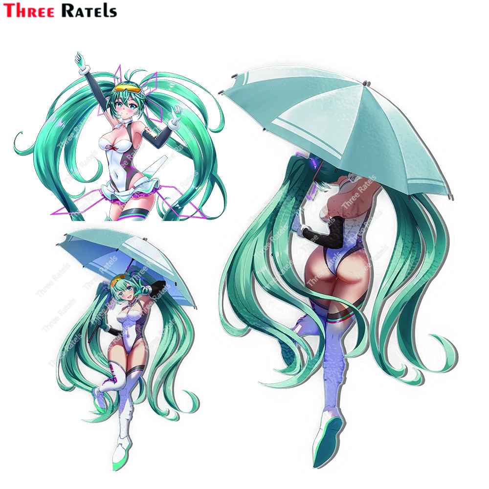 

Three Ratels E612 Anime Cartoon Girl Race Queen Miku Stickers And Decal For Edroom Toilet Decoration Decals Waterproof Material