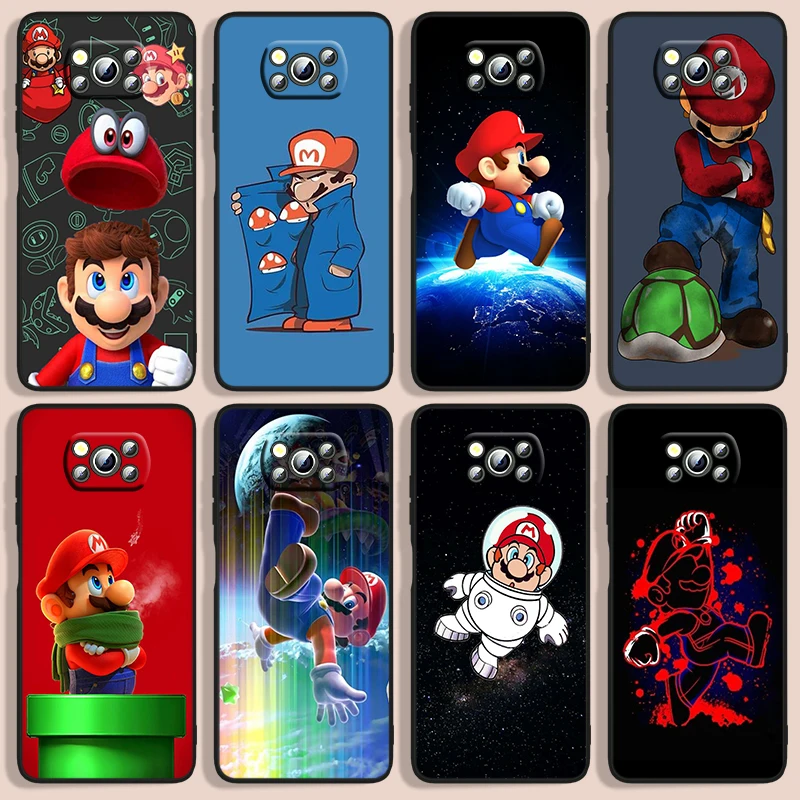 

Cartoon game super mario Phone Case For Xiaomi Poco F1 X2 F2 X3 C3 M3 F3 X4 M4 F4 Pro 5G 4G NFC GT Black luxury Silicone Back