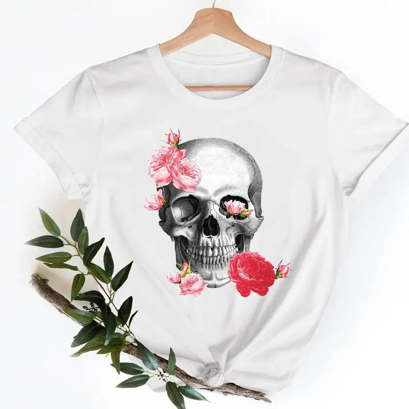 

Women Clothing Skull Funny Trend Summer Short Sleeve Graphic Tee T-shirts Female Ladies Fashion Casual Tshirt Clothes