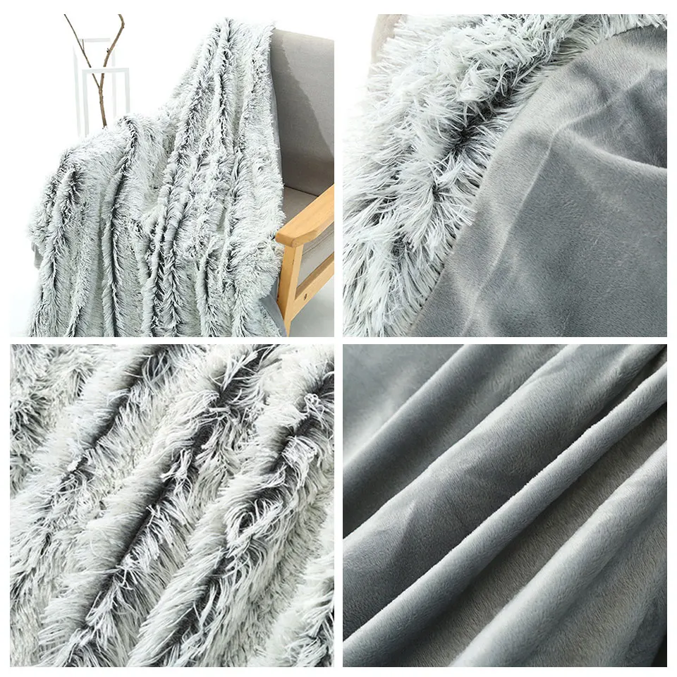 Ворсистое мягкое пушистое одеяло однотонное плюшевое покрывало с градиентом
