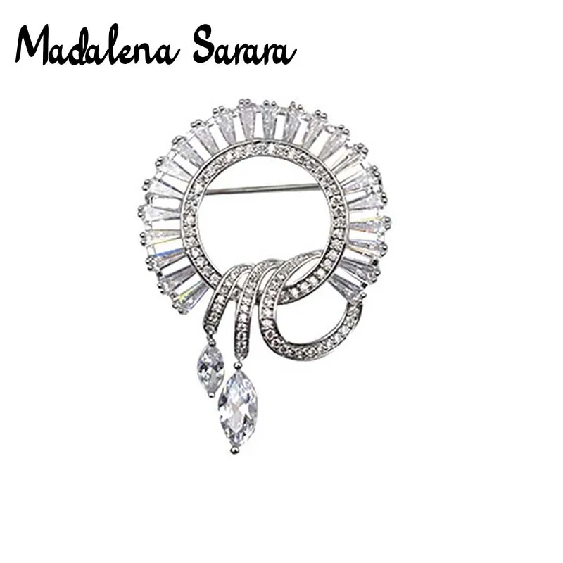 MADALENA SARARA AAAA циркониевая и кристаллическая инкрустированная жемчугом брошь с гальваническим покрытием Медная Солнцезащитная Стильная красивая брошь булавка для женщин ювелирные изделия