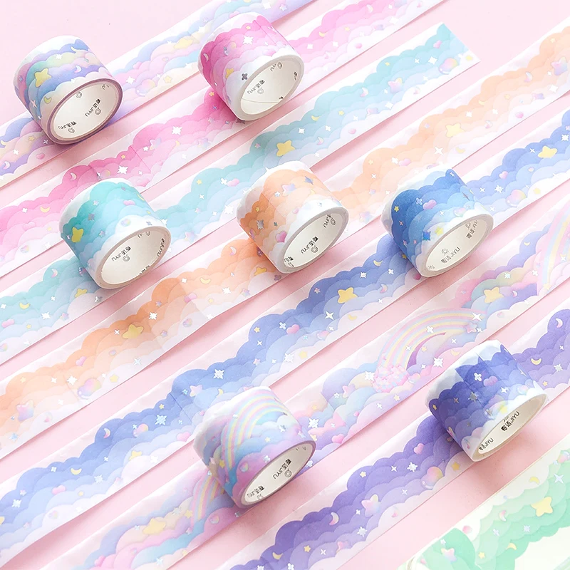 

Mr. Paper 8 Styles 300cm/roll Small Fresh Material Tape Creative Simplicity Rainbow Fantasy Hand Account Decoration Washi Tape