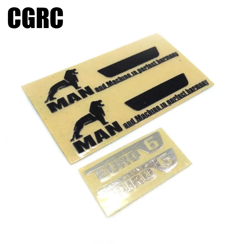 

LOGO Euro 6 Metal Sticker Decorate for 1/14 Tamiya RC Truck Trailer Tipper MAN TGX TGA TGS Car DIY Parts