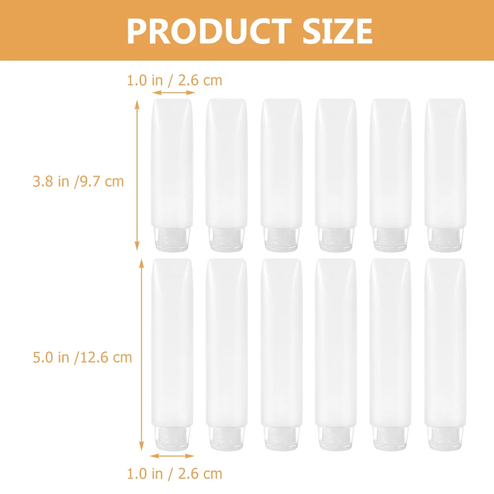 

12 Pcs Soft Bottle Portable Lotion Tubes Clear Container Lid Empty Travel Cream Refillable Bottles Packing Shampoo