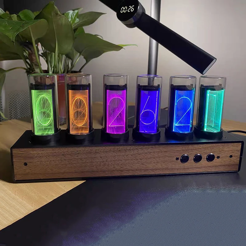 Роскошные цифровые часы светящаяся трубка RGB-подсветка настольные креативные