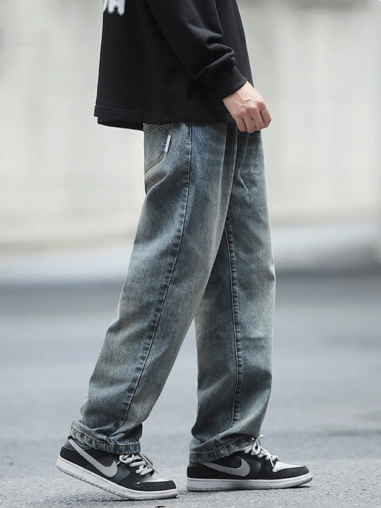 European and American Men Four Seasons Jeans Men's and Women's Same High Street American Wide-leg Pants Streetwear Ins Hot Sale