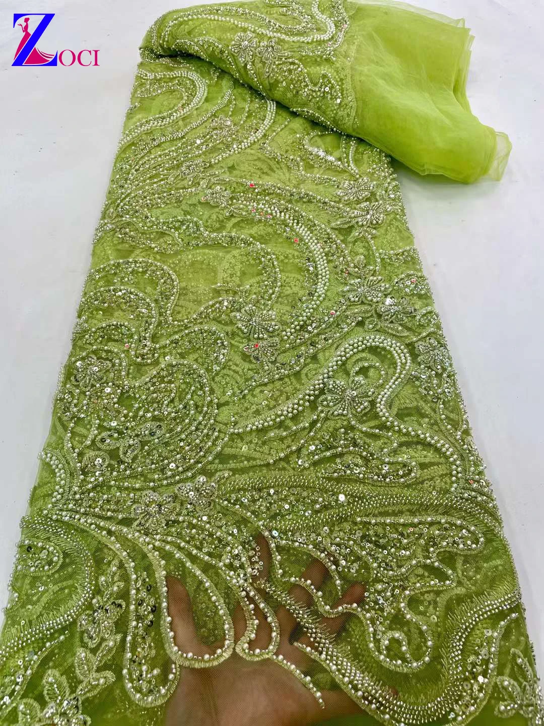 

2023 High-End French Embroidery Beadea Lace Fabric African Nigerian With Sequin Fabric For Wedding Dress