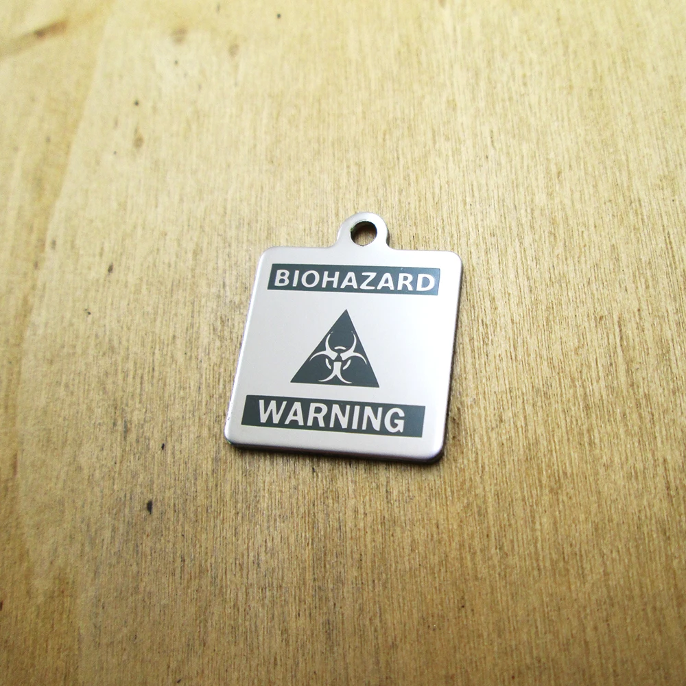 20 шт. -- предупреждающие подвески из нержавеющей стали с лазерной гравировкой