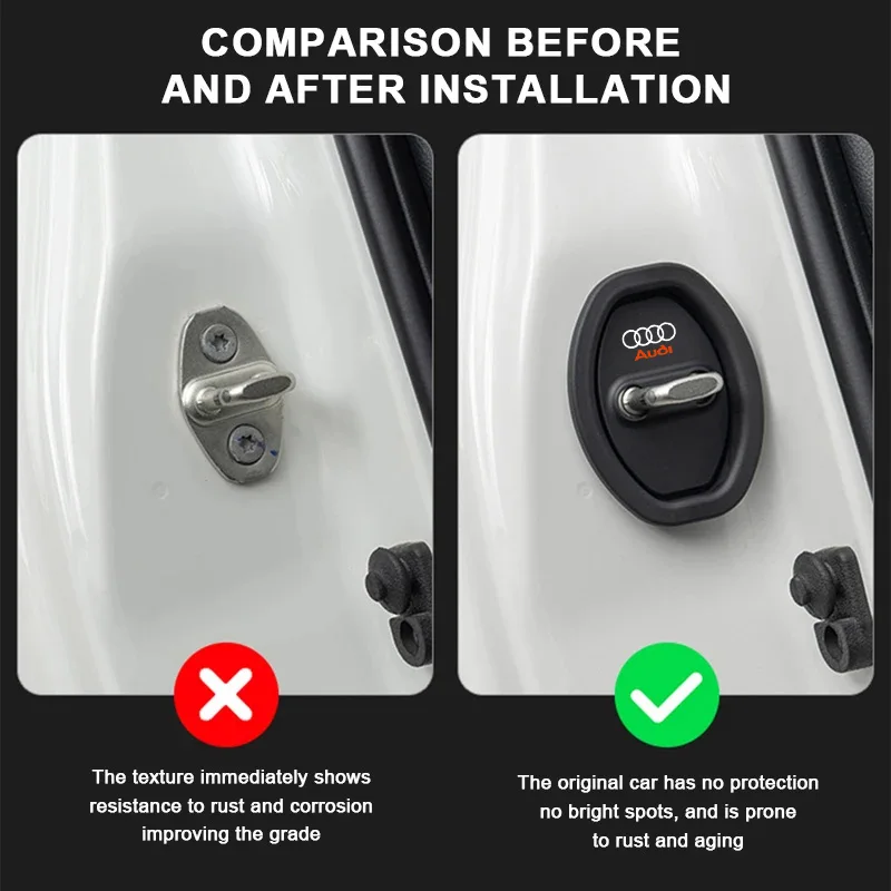 2/4 шт. силиконовый чехол для дверного замка автомобиля защитный декоративный Audi A3