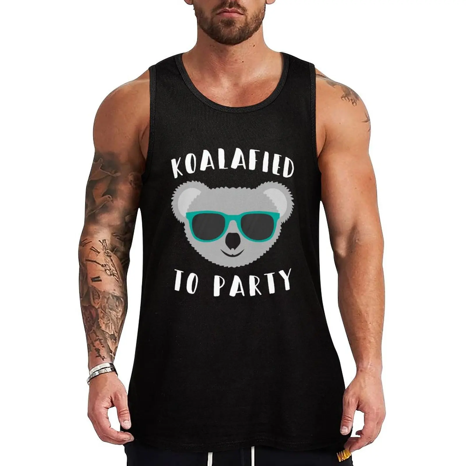 Koalafied To Party Koala Animal Puns Tank Top бодибилдинг для мужчин футболка тренажерный зал