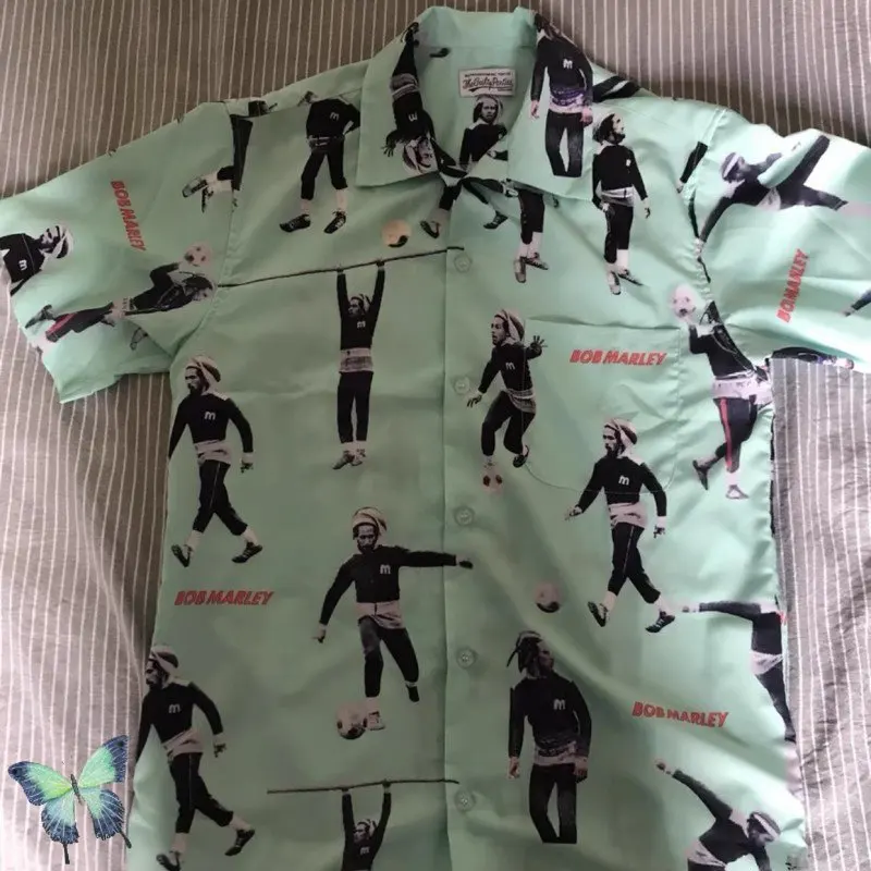 

Men Women WACKO MARIA Shirts High Quality Full Print Football Portrait Short Sleeved Cardigan Casual Outdoor Hawaiian Shirt
