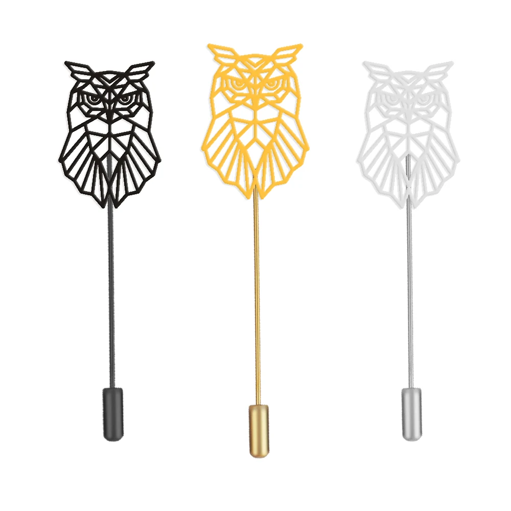 Мужская брошь в форме совы из нержавеющей стали