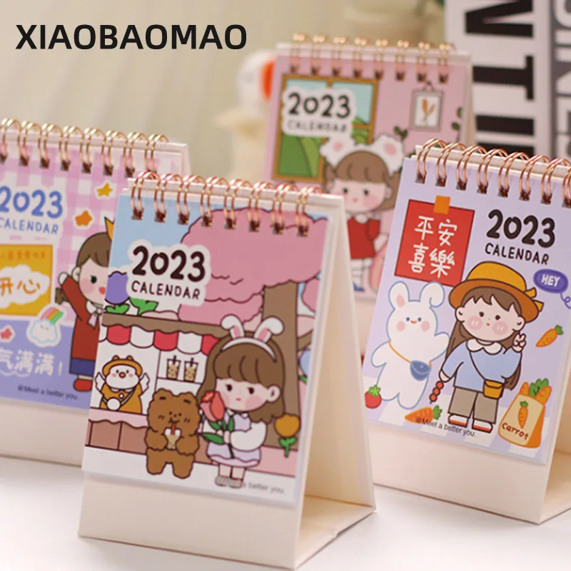 2023 Mini Desk Calendar Desktop Decoration Book Kawaii Cartoon Korean Creative Notepad Gift Protable Home Decoration