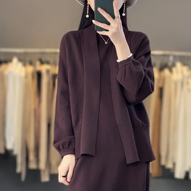

Женский вязаный кардиган из 100% хлопка, Свободное пальто большого размера, модное хлопковое пальто в Корейском стиле, верхняя куртка на весну и осень