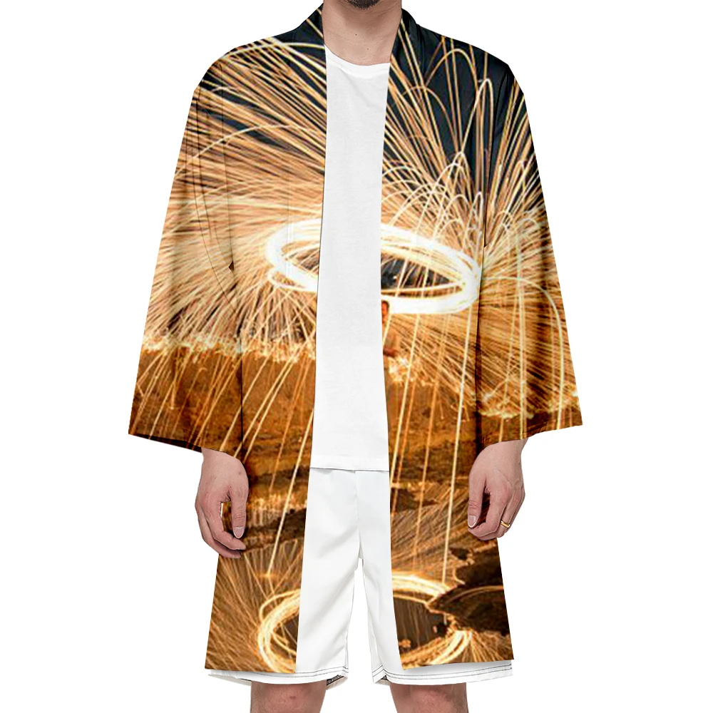 

Kimono Men's and women's clothing Japanese-style 3D digital printing Japanese traditional clothing cardigan flame circle