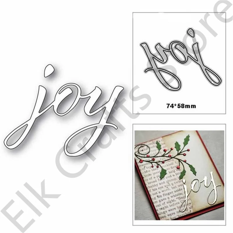 

Joy Words Dies Cutting No Clear Stamps For DIY Scrapbooking Supplies Photo Album Decoration Embossing Stencils 2022 New Arrivals