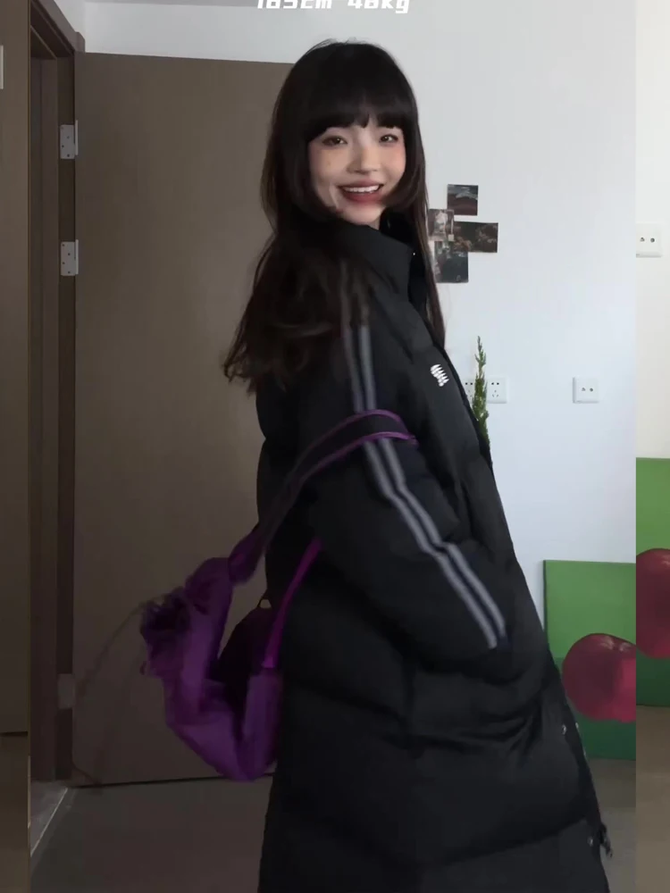 Длинная маленькая женская куртка на хлопковой подкладке новинка 2024 зимняя