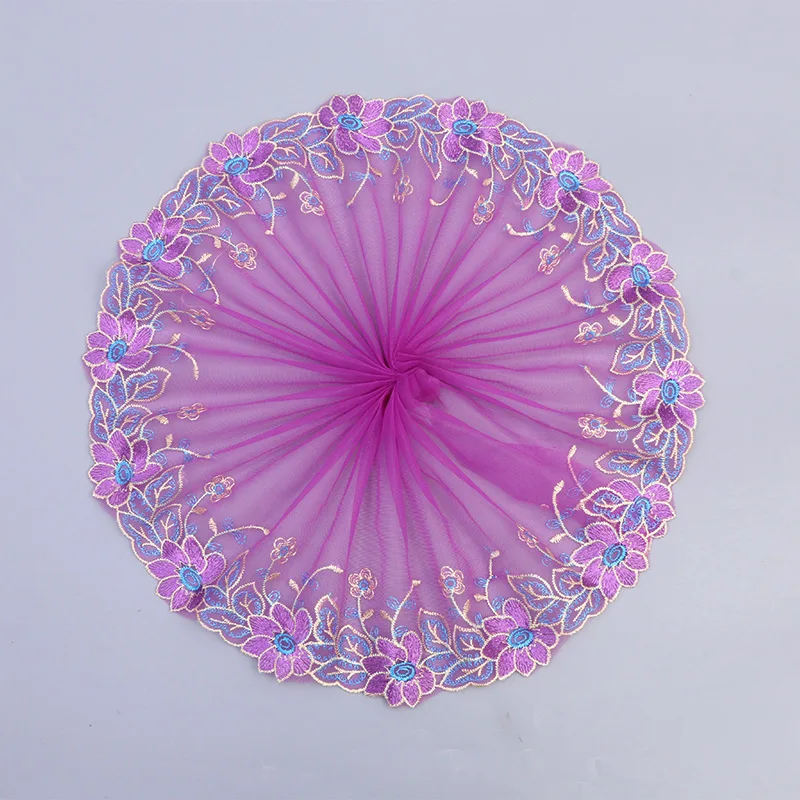 

1Yard Best Seller Laces Trim Purple Tulle Embroidery Lace Fabric 20cm Guipure Lace Ribbon Dress Sewing Accessories dentelle RG28