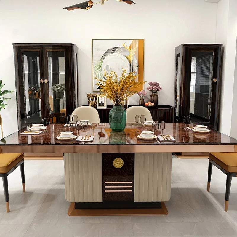 Прямоугольный Обеденный стол и стул из массива дерева в итальянском стиле