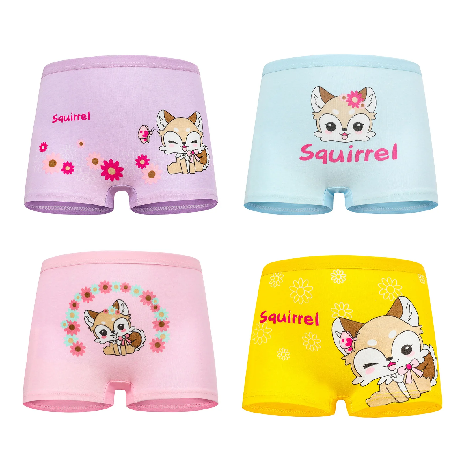 

4 Pieces/Lot 2-12Y Children Cotton Underwear Girls Panties Cute Cat Pattern Kids Boxer Briefs Child Soft Girl Breathable Pants
