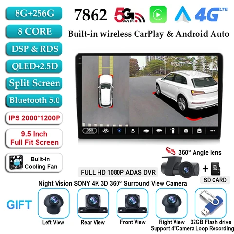 Беспроводная Автомагнитола Carplay Android для Toyota IST 2007-2016, автомобильное радио Android 13, мультимедийный Головной блок, видеоплеер, навигация GPS