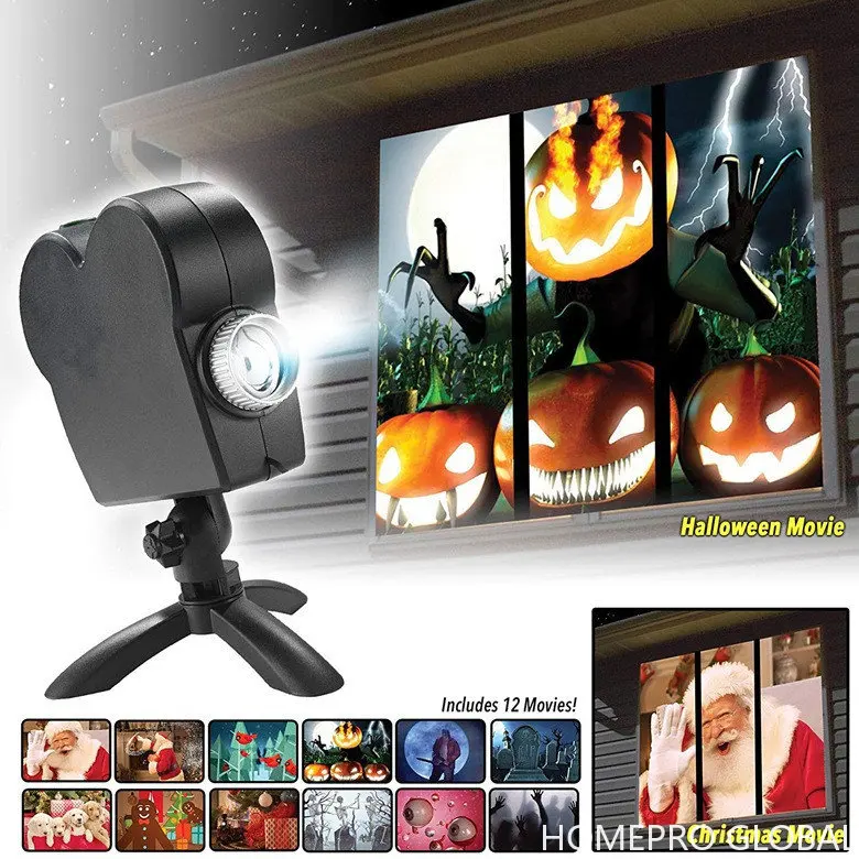

Halloween Christmas Projector 12 Movies Stage Disco Light Window Display Laser Lamp Wonderland Projector Party Decor Home Decor