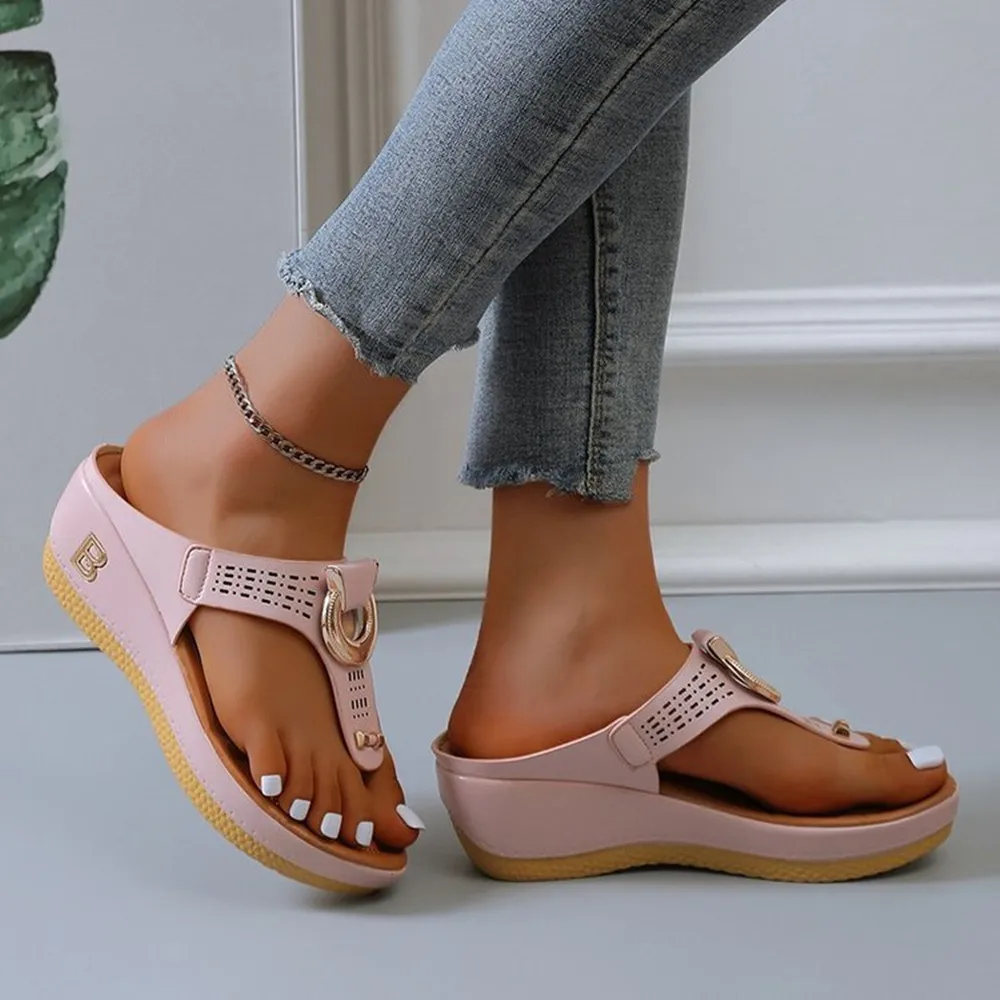 Foreign trade women's shoes 2022 summer new products beach toe wedge sandals and slippers women's large size Roman sandals