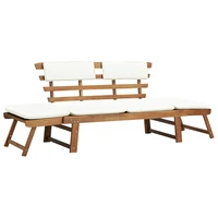 patio outdoor bench deck outside garden furniture balcony lounge home decor with cushions 2 in 1 74 8 solid acacia wood
