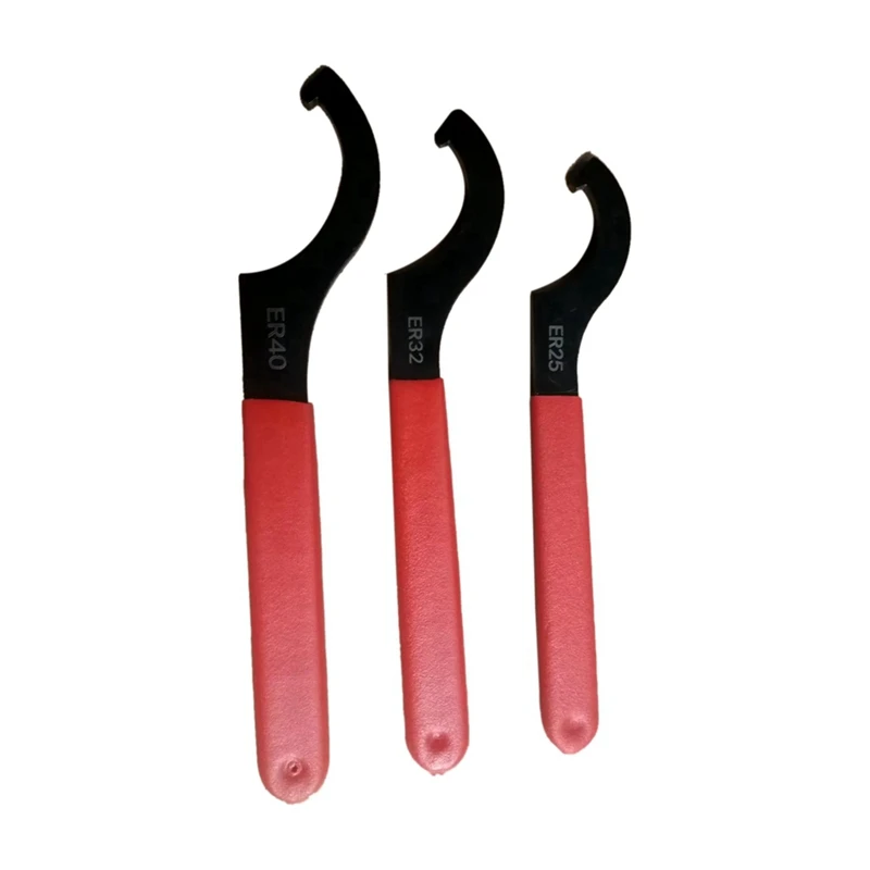 

3 PCS Machine Tool Wrench ER Multi-Specification Electrophoresis Blackening Wrench ER25/32/40 Wrench Black & Red