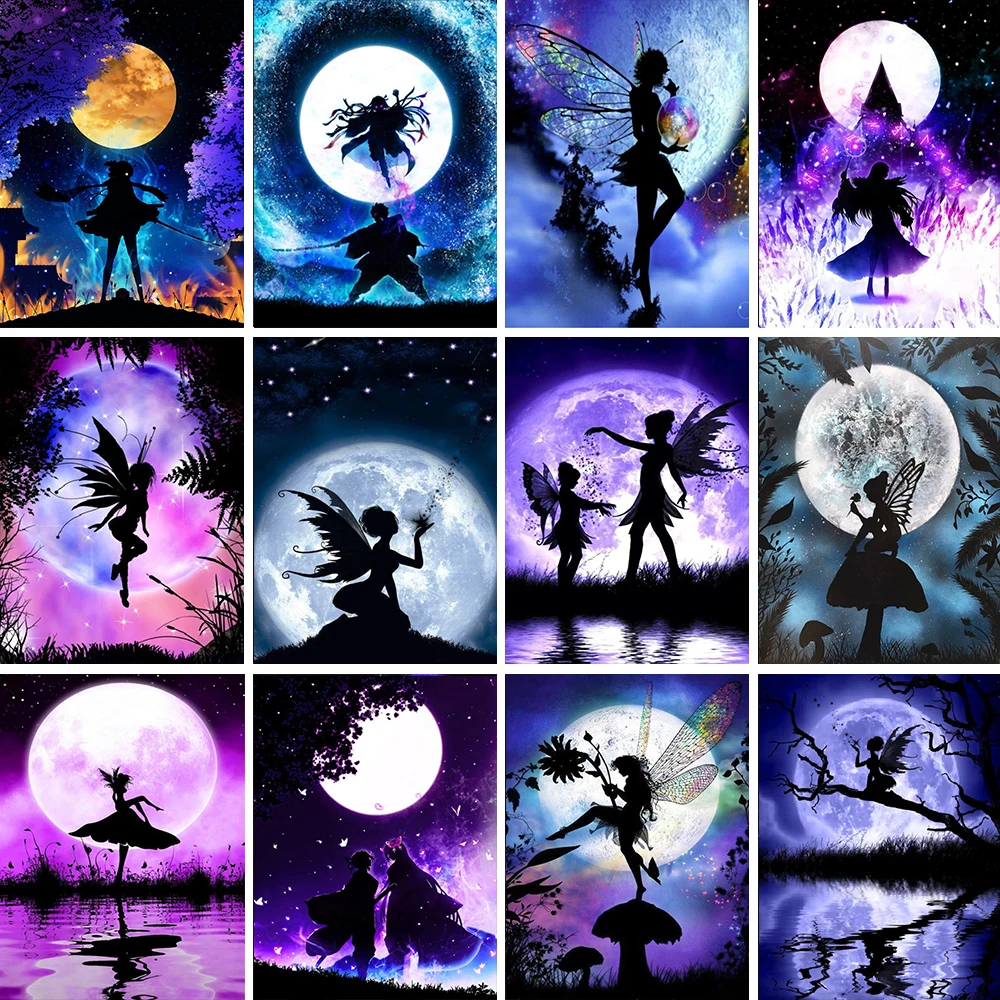 

Newest DIY 5D Diamond Painting Butterfly Elf Moon Shadow Picture Full Round Diamond Embroidery Mosaic Cross Stitch Home Decor