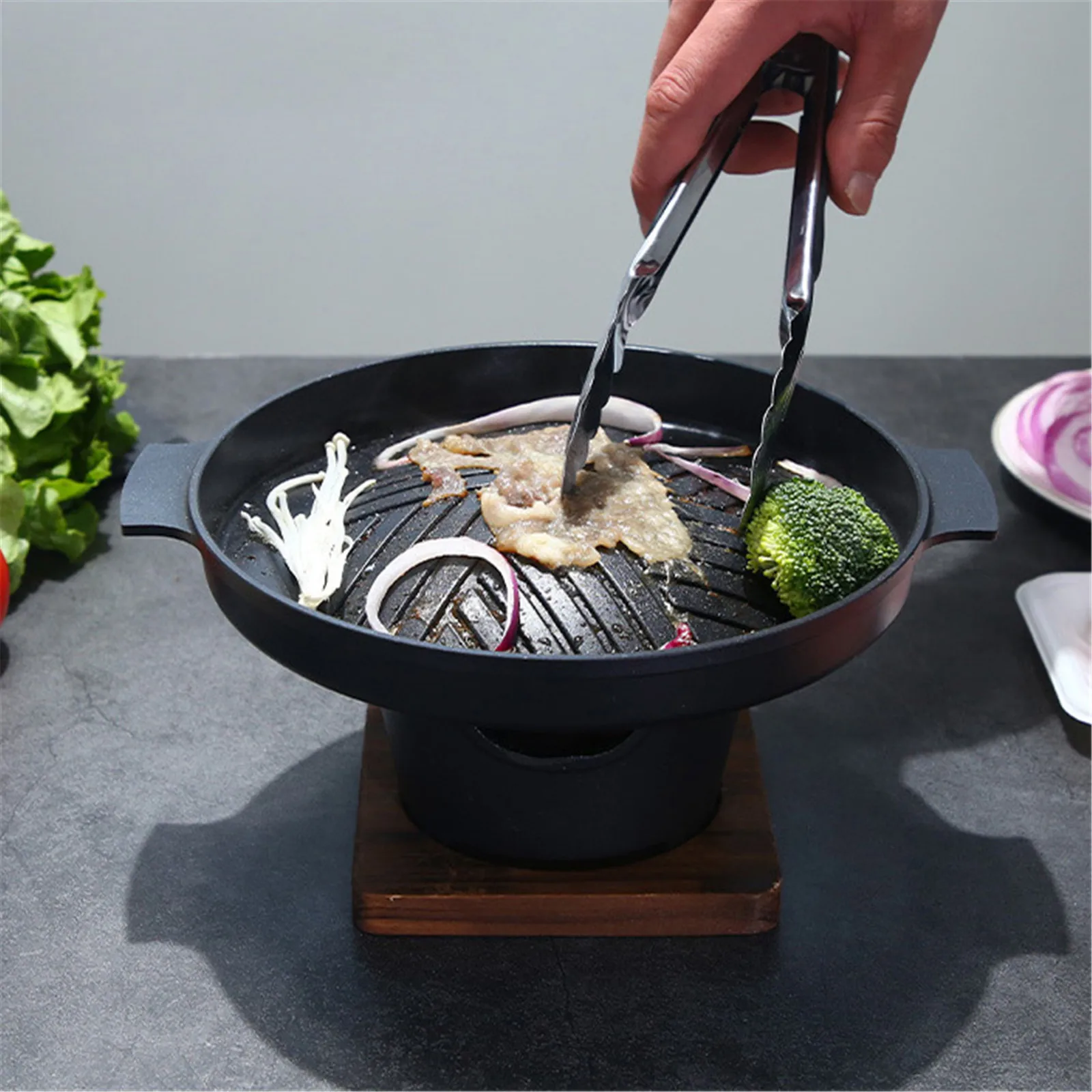 

Japanese Style One Person Cooking Oven Home Wooden Frame Alcohol Stove Gift Mini Barbecue Oven Grill Korean Charcoal Stove