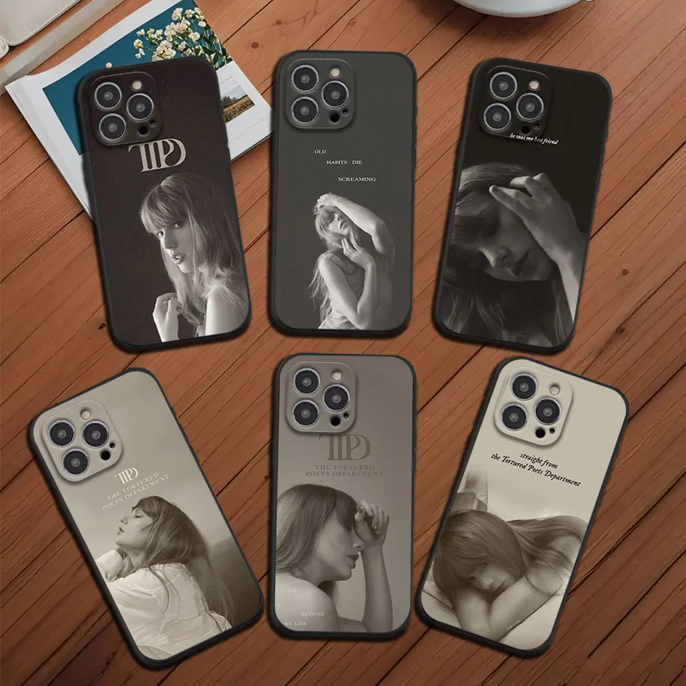 Чехол для телефона T-TaylorS TTPD S-SwiftS iPhone 12 11 13 14 15 16 Max Pro Plus черный мягкий силиконовый