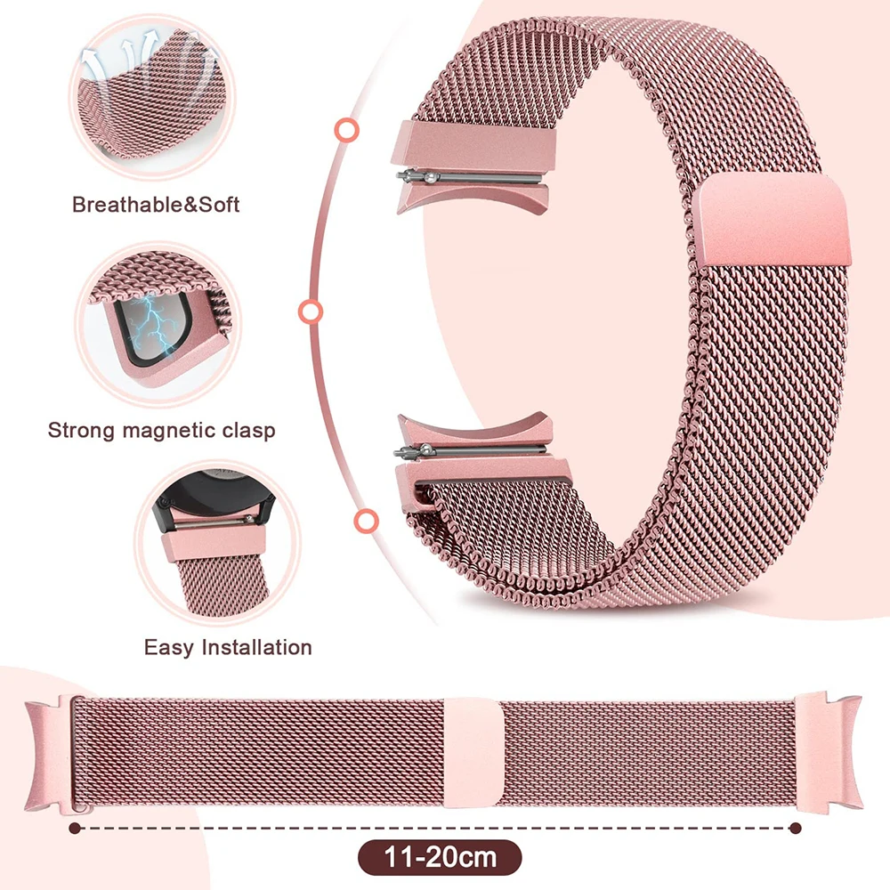 Milanese Loop Strap for Samsung Galaxy Watch 4/5 44mm 40mm/5Pro 45mm Original Metal Bracelet Watch 4 Classic 46mm 42mm Wristband