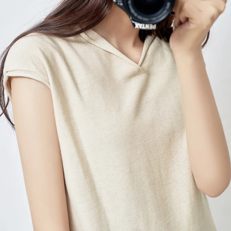 Хлопковая свободная футболка с коротким рукавом женская новая оборками