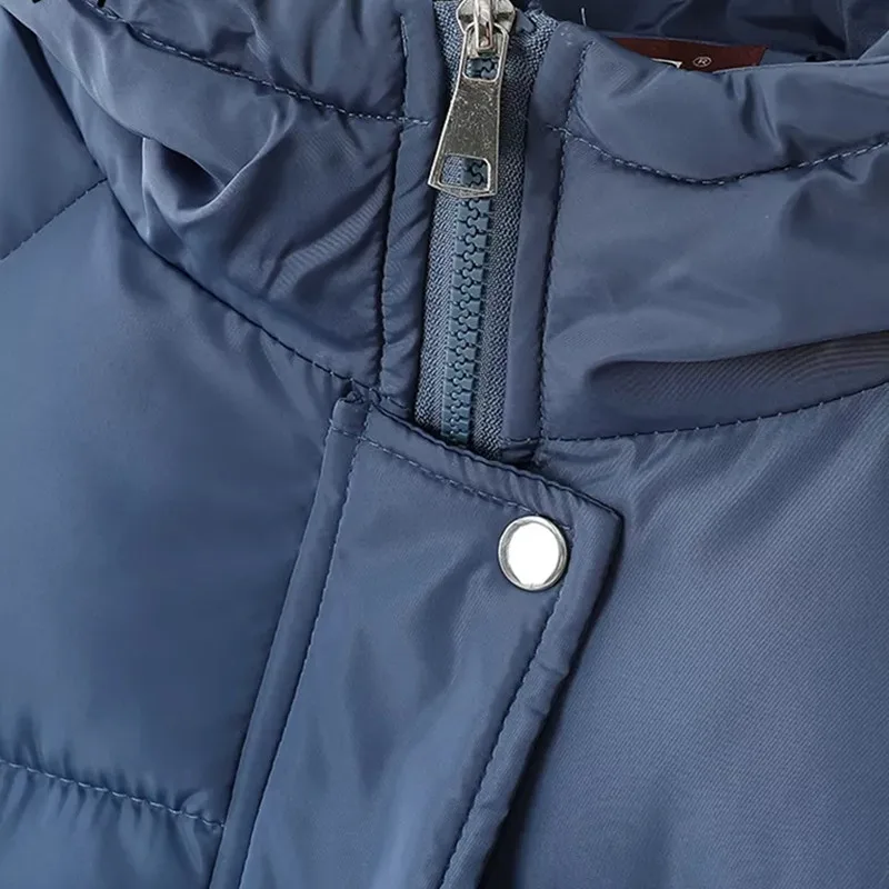 Women's Winter Jackets 2022 Thicken Warm Cotton Padded Coat with A Hood Korean Oversized Streetwear Blue Parka Elegant Outerwear