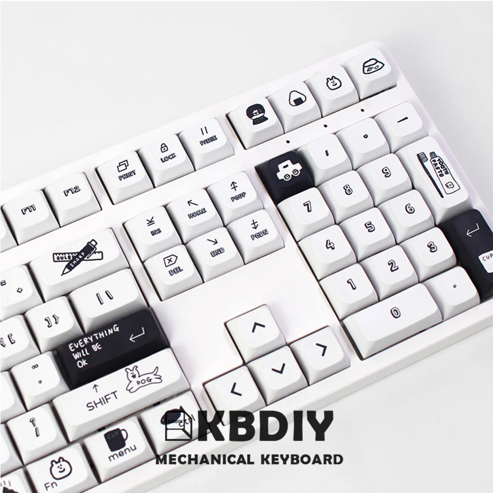 

KBDiy 130 клавиши PBT милый кот Cutey Draw колпачки для клавиатуры XDA профиль под заказ для механической игровой клавиатуры колпачок MX Switch 61, 64, 68, 87