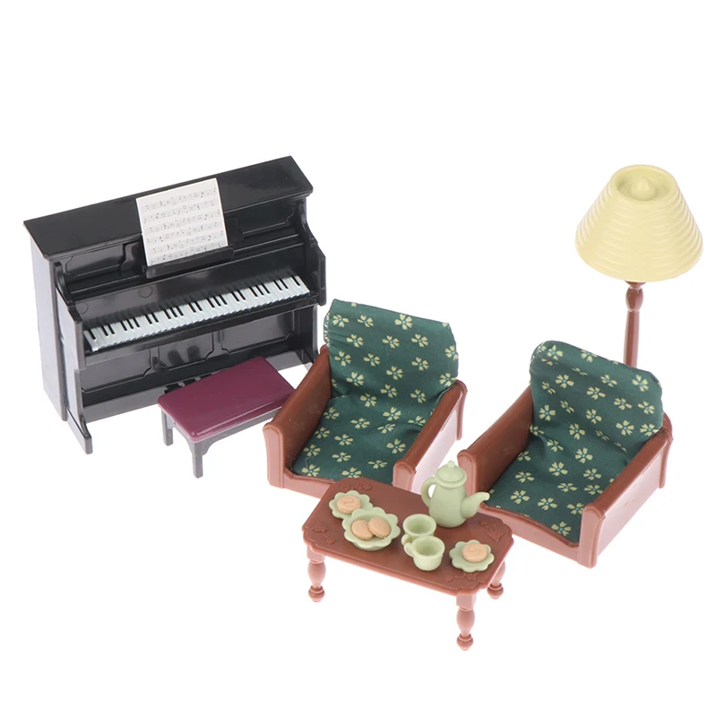 

1 Set 1:12 Dollhouse Mini Sofa Piano Stool Desk Lamp Furniture Model DIY Miniature Ornaments Dollhouse Decoraiton Supplies