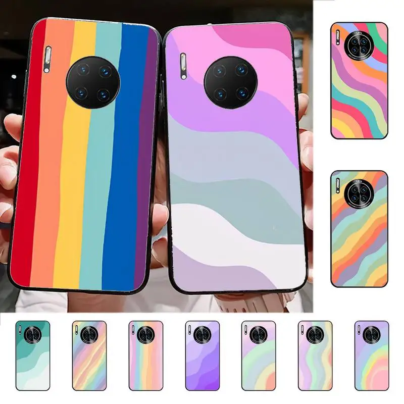 

Colorful Rainbow Stripe Phone Case for Huawei Mate 20 10 9 40 30 lite pro X Nova 2 3i 7se