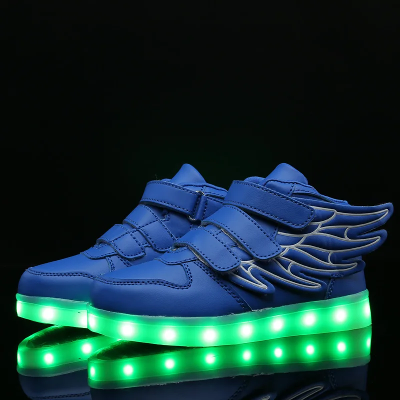 Boys and Girls Spring and Autumn New High Top Board Shoes Children's Wings Light Shoes LED Light Shoes Size 25-37
