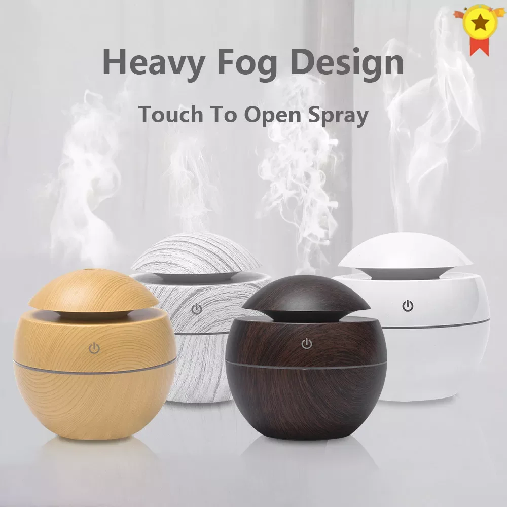 

Wood Grain Electric Humidifier Essential Aroma Oil Diffuser Ultrasonic USB Mini Mist Maker With LED Light Home Appliances