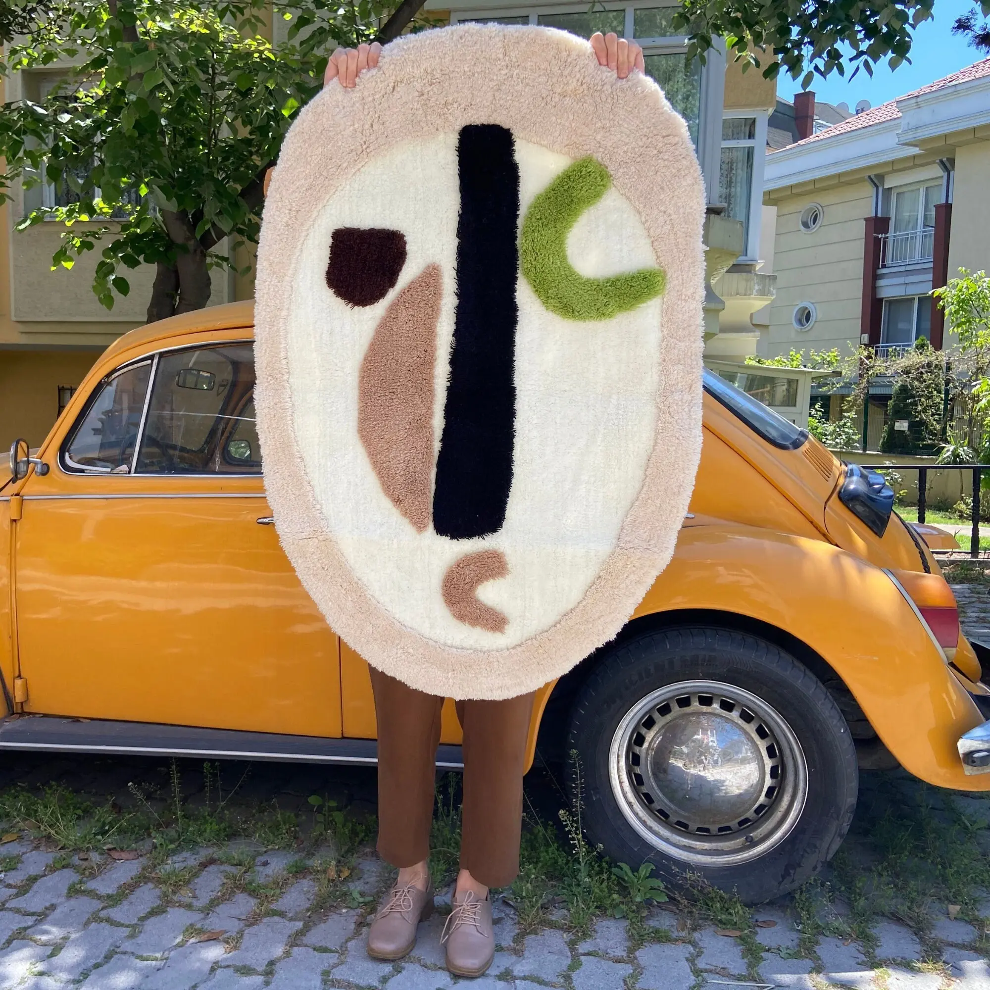 

Abstract Face Accent Ultra Soft Accent Oval Cubism Inspired Abstract Face Area Rug Living Room Bedroom Non-slip Decor Carpet