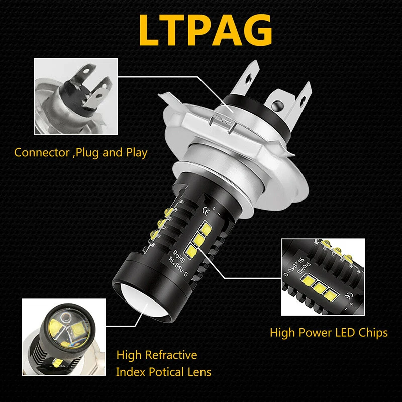 

DC 12V-24V Car Lights Replacement 1800LM 60W 9003 Headlight High/Low Beam