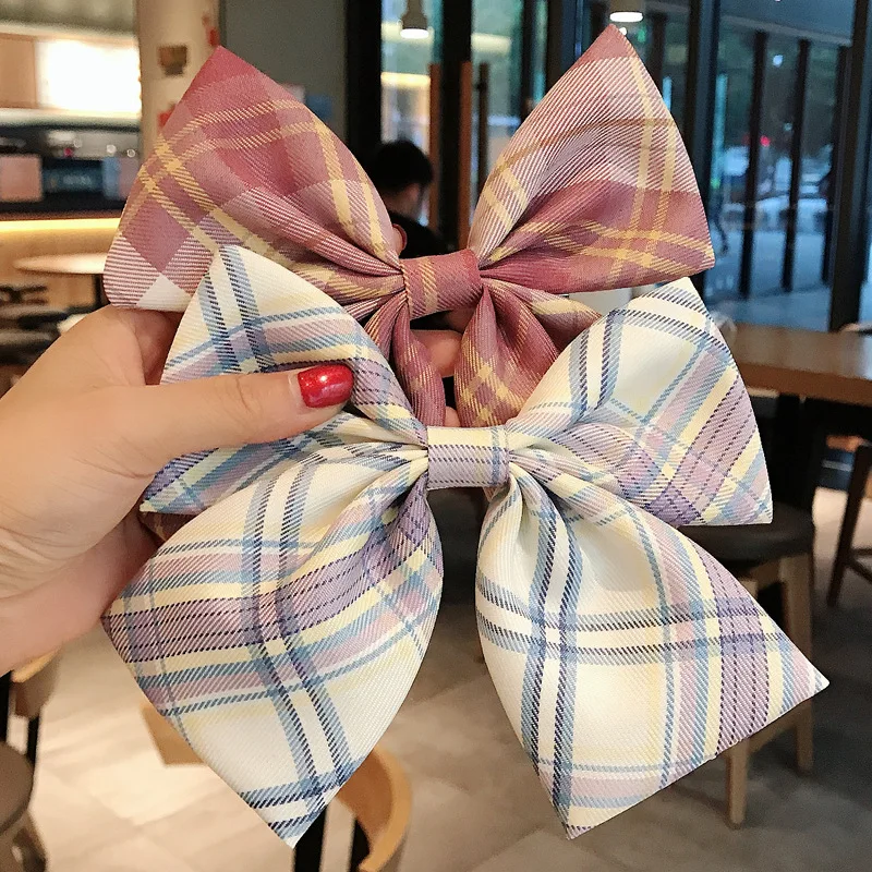 

Plaid Bow Barrettes Retro JK Hair Accessories Fashion Side Clip Plaid Headdress Hair Clips for Women Linen