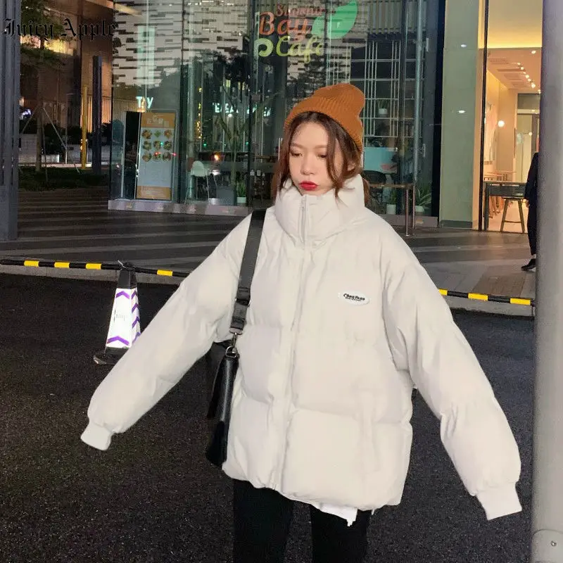 Winter Jacket Women 2022 Long Stand-neck Solid Zipper Pockets Woman Coat Vintage Streetwear Warm Outwear Parkas Female Clothing