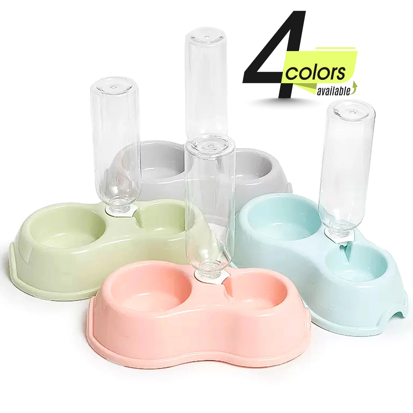 

With Drinking Bottle Plastic Pet Double Bowl With Water Storage a Dual-use Bowl For Eating And Drinking Dog Bowl Cat Pet Bowl