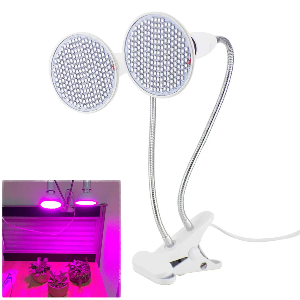 

400 Led Plant Flower Grow Light Bulb Lamp Dual Head Set Desk Clip Holder EU US for plants Veg Indoor Greenhouse hydroponics V27