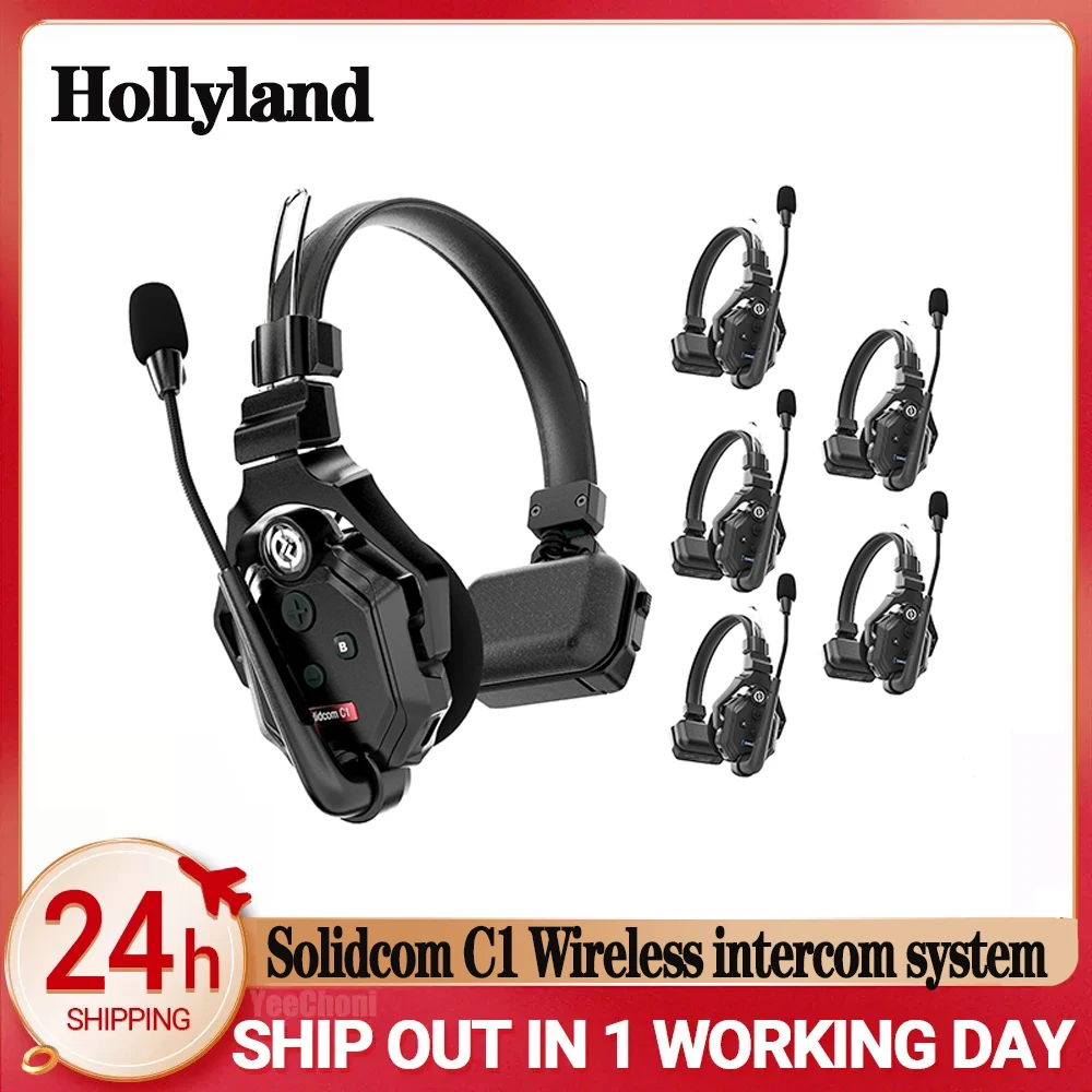 

Hollyland Solidcom C1 Wireless Intercom Communication Headset Remote Single Ear Headphone Microphone 1100ft Los Range pk BS-180