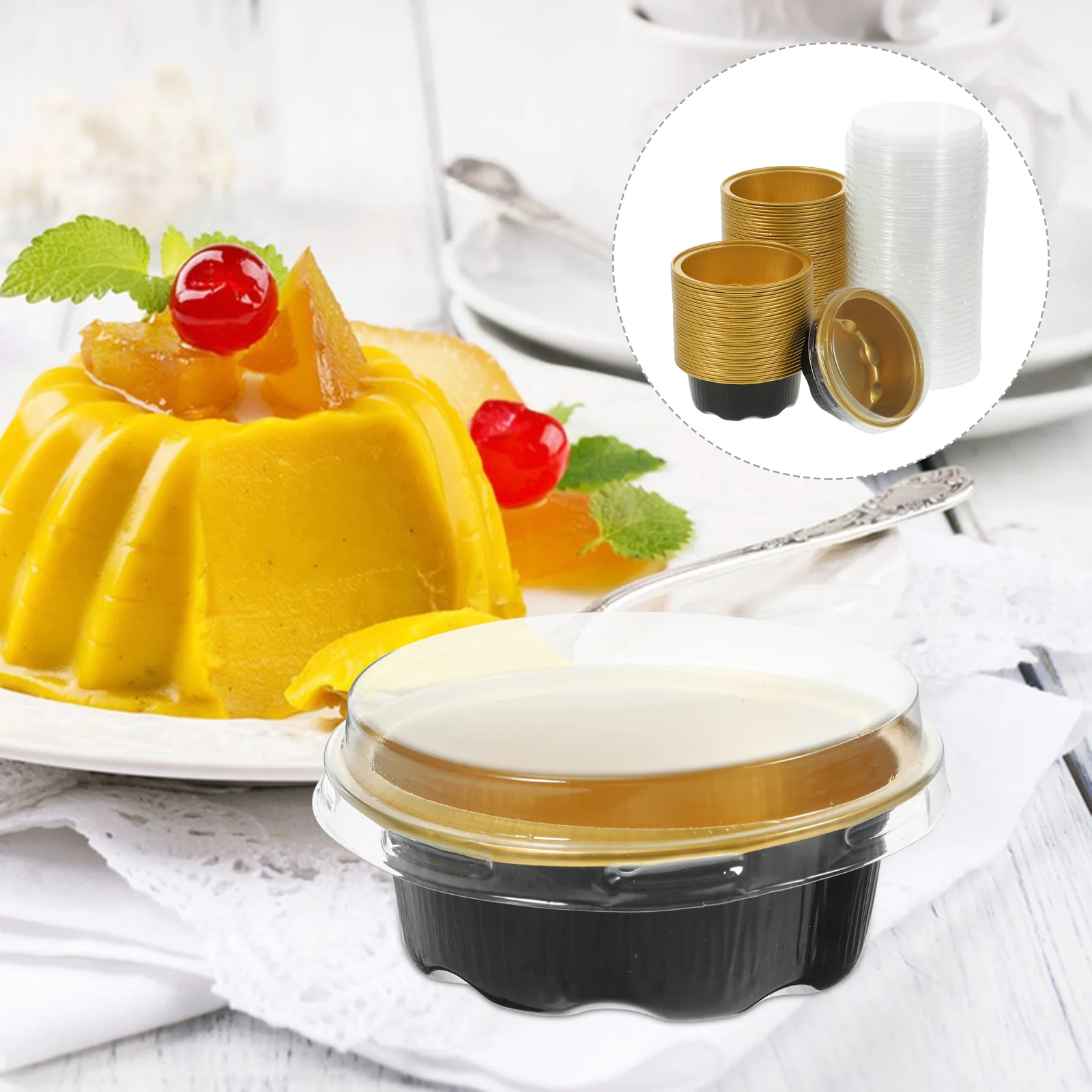 

100pcs Individual Cake Pans with Lids Muffin Molds for Baking Pudding Mold Egg Tart Baking Molds